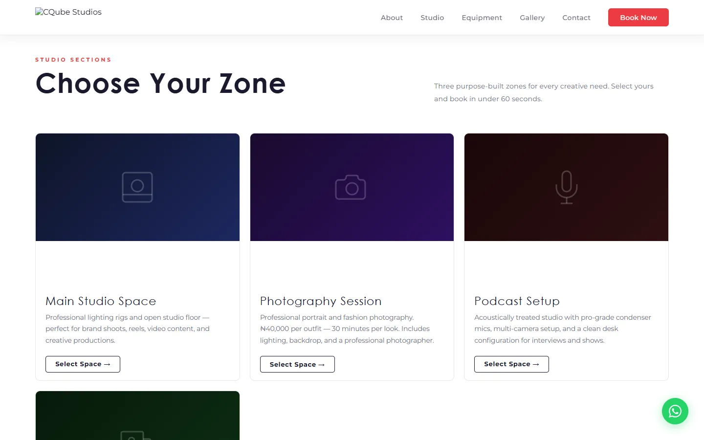 Studio zones section