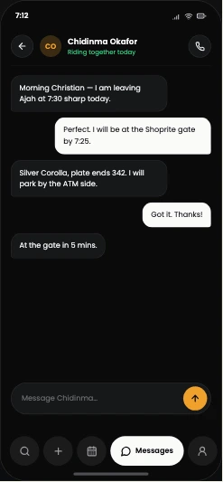 Komyut in-app chat